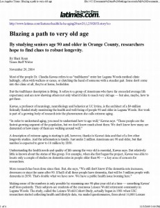Los Angeles Times 2004_ Blazing a Path to very old age_Page_1